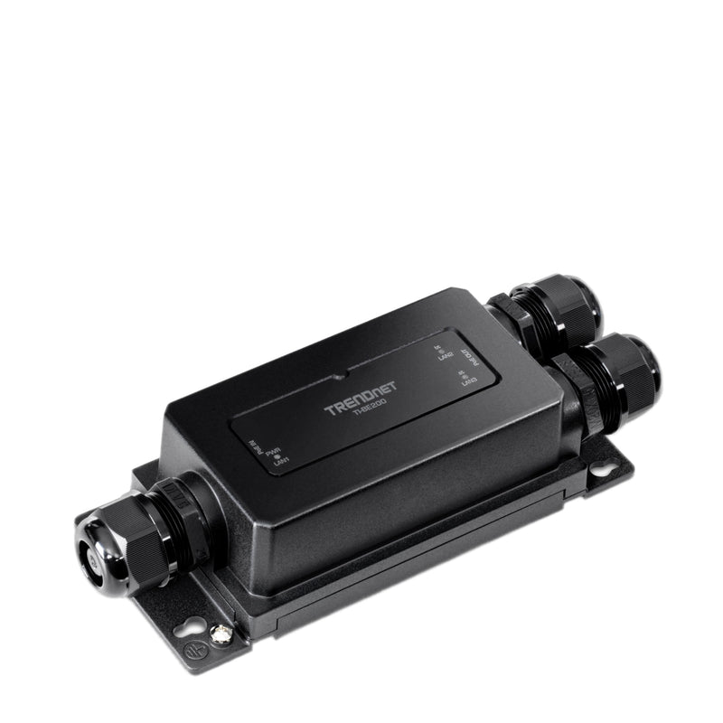 TRENDnet 2-Port Industrial Outdoor Gigabit PoE++ Extender, Gehärtetes IP67 Extremtemperaturbewertetes Gehäuse, Verlängert PoE++ Anschluss bis zu 200 m (70ft) für bis zu 2 Geräte, Schwarz, TI-BE200
