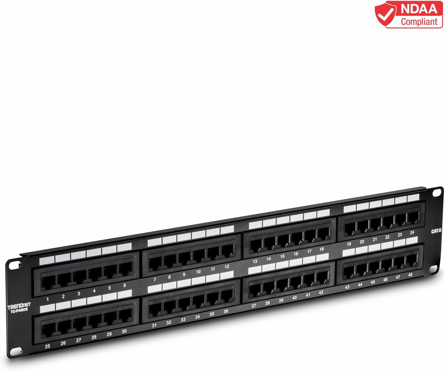 TRENDnet 48-Port Cat6 Unshielded Wall Mount or RackMount Patch Panel, Compatible with Cat 3/4/5/5e/6 Cabling, TC-P48C6 48-Port Cat 6