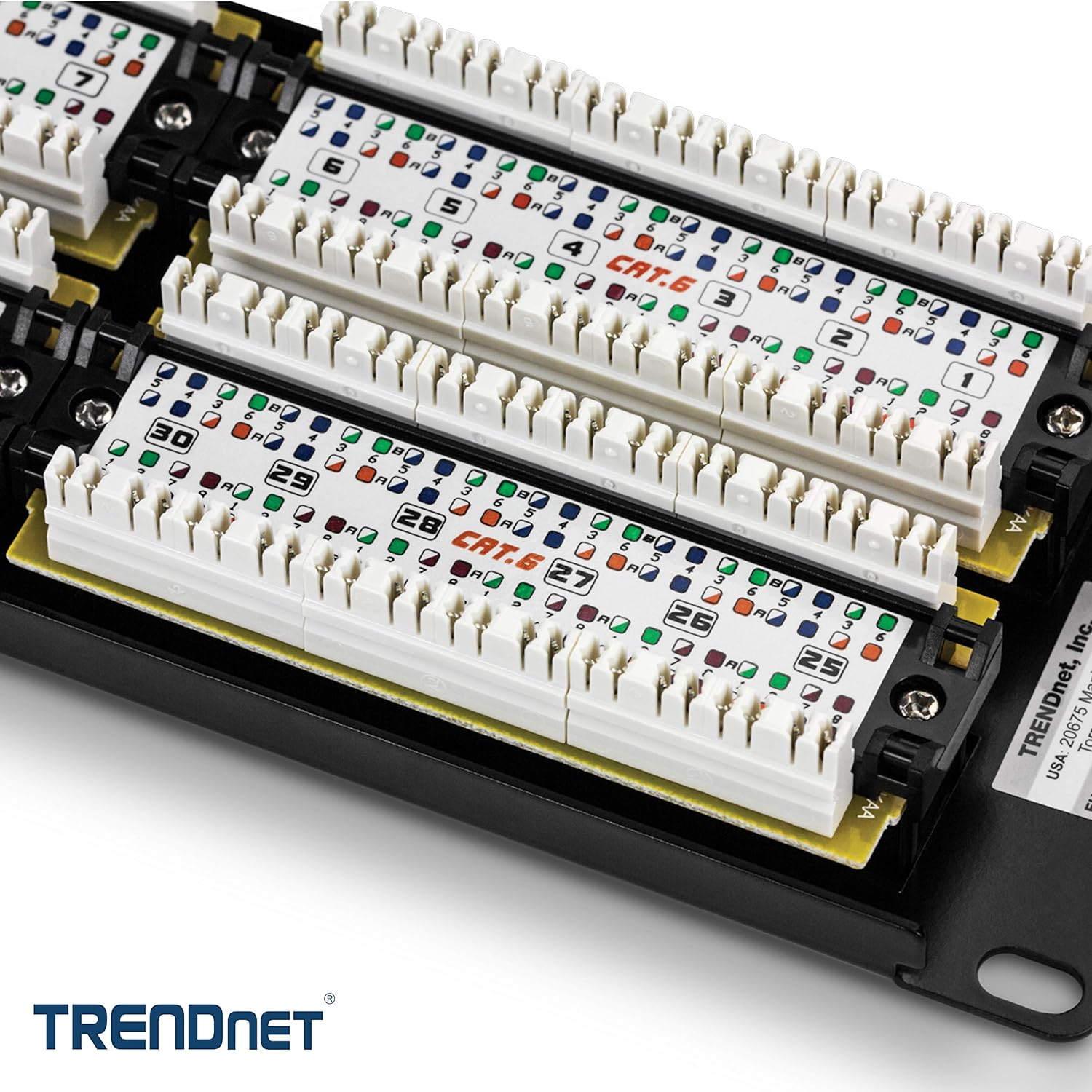 TRENDnet 48-Port Cat6 Unshielded Wall Mount or RackMount Patch Panel, Compatible with Cat 3/4/5/5e/6 Cabling, TC-P48C6 48-Port Cat 6