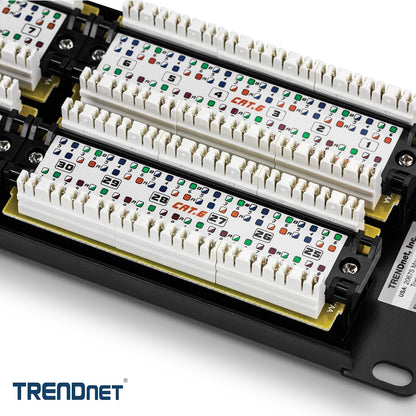 TRENDnet 48-Port Cat6 Unshielded Wall Mount or RackMount Patch Panel, Compatible with Cat 3/4/5/5e/6 Cabling, TC-P48C6 48-Port Cat 6