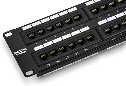 TRENDnet 48-Port Cat6 Unshielded Wall Mount or RackMount Patch Panel, Compatible with Cat 3/4/5/5e/6 Cabling, TC-P48C6 48-Port Cat 6