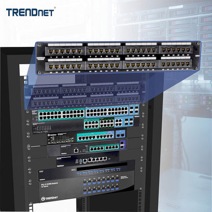 TRENDnet 48-Port Cat6 Unshielded Wall Mount or RackMount Patch Panel, Compatible with Cat 3/4/5/5e/6 Cabling, TC-P48C6 48-Port Cat 6