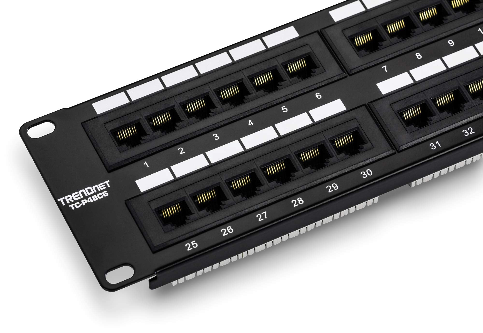 TRENDnet 48-Port Cat6 Unshielded Wall Mount or RackMount Patch Panel, Compatible with Cat 3/4/5/5e/6 Cabling, TC-P48C6 48-Port Cat 6
