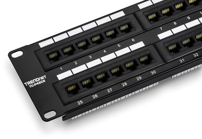 TRENDnet 48-Port Cat6 Unshielded Wall Mount or RackMount Patch Panel, Compatible with Cat 3/4/5/5e/6 Cabling, TC-P48C6 48-Port Cat 6