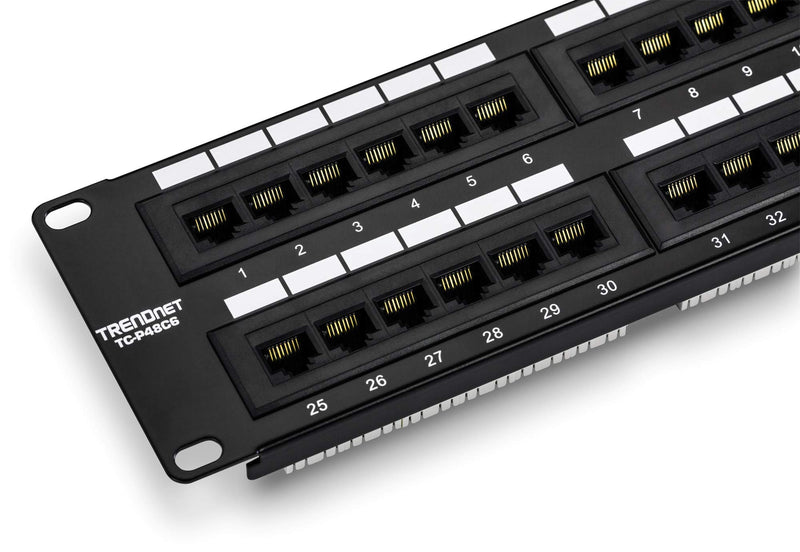 TRENDnet 48-Port Cat6 Unshielded Wall Mount or RackMount Patch Panel, Compatible with Cat 3/4/5/5e/6 Cabling, TC-P48C6 48-Port Cat 6
