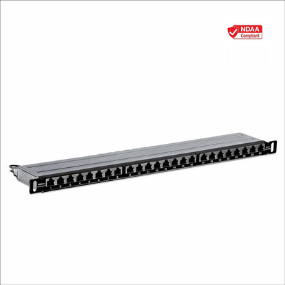 TRENDnet 24-Port CAT6A Shielded Half-U Patch Panel, 1000Base-T/10Gbase-T Support, Compatible with CAT5E, Cat6, CAT6A, 110 or Krone Type, TC-P24C6AHS 24 Port Half-U Cat6A