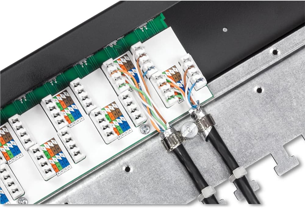 TRENDnet, 16-Port Cat6A Shielded Patch Panel, Black, Copper, Rack Mount, Compatible with Switches, 1U, 1000BASE-T / 10GBASE-T Support, ANSI/EIA/TIA 568-B.2-1, ISO/IEC 11801, -25°C – 50°C