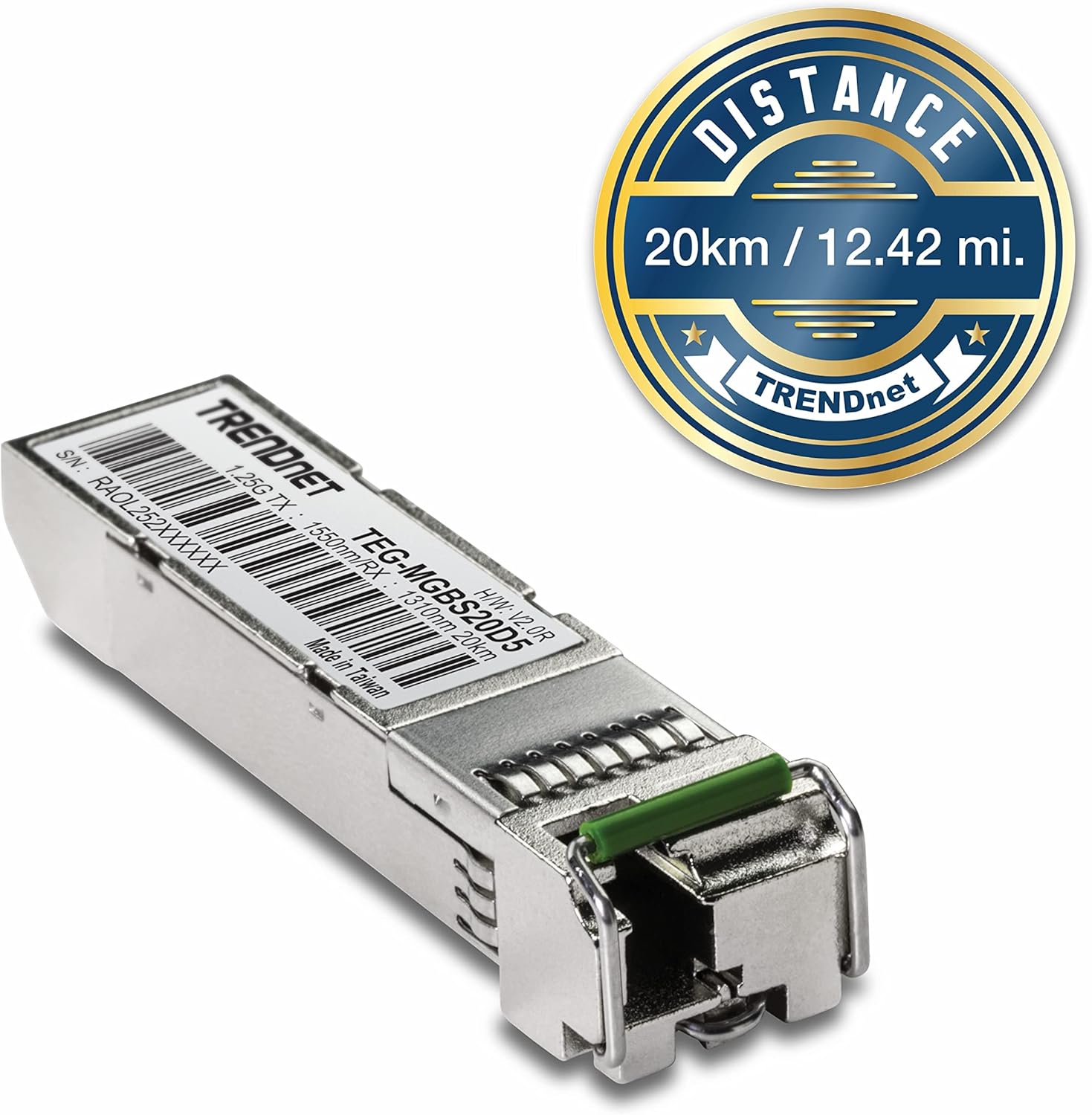 TRENDnet TEG-MGBS20D5 Mini-GBIC Dual Wavelength Single-Mode LC Module 1550(20KM) 1550/1310 20 KM