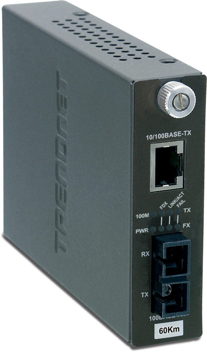 TRENDnet TFC-110S60i Intelligent 10/100Base-TX to 100Base-FX Single Mode SC Fiber Converter (60KM) 60 KM Intelligent