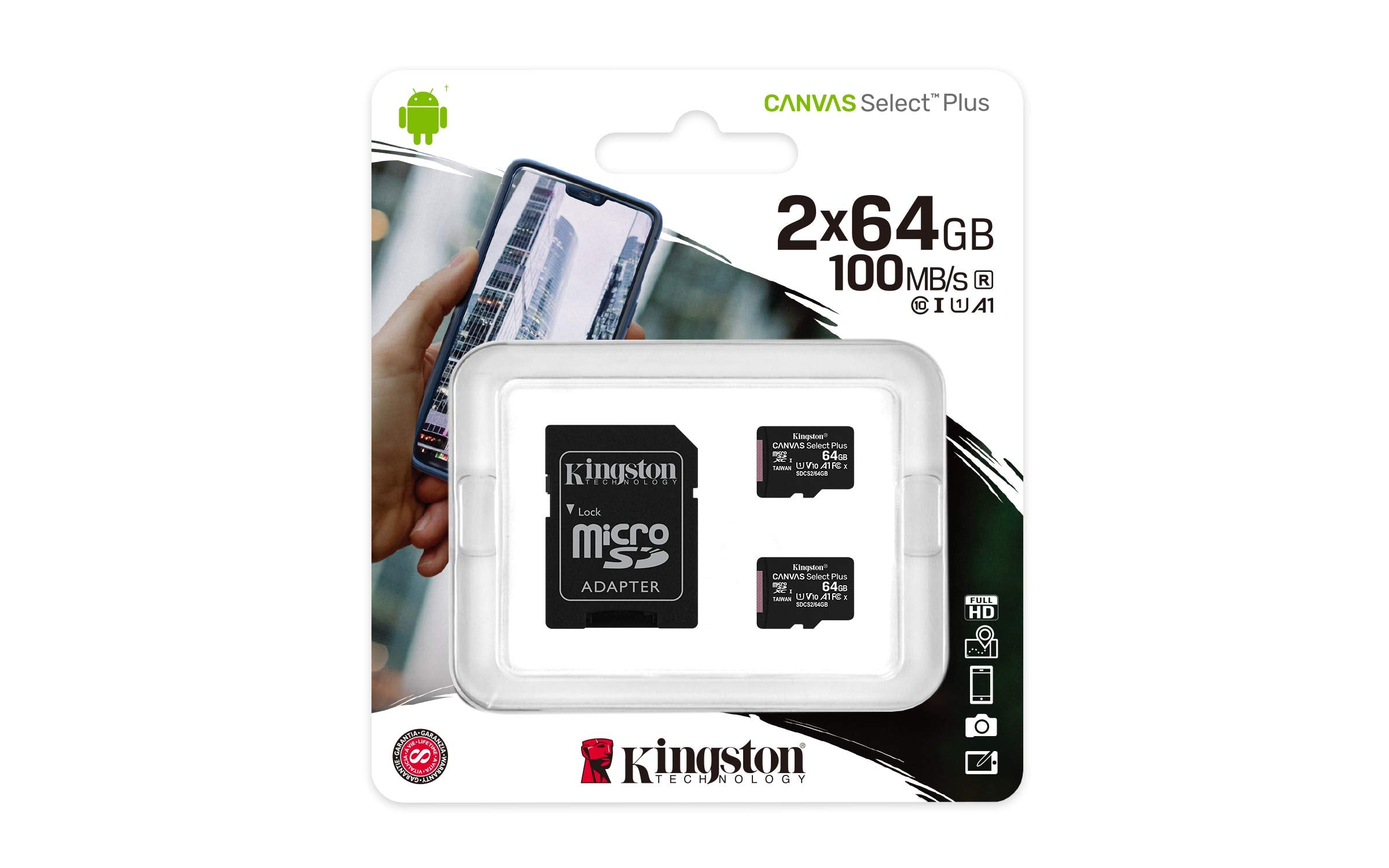 SD MicroSD Card 64GB Kingston SDXC Canvas+ (Class