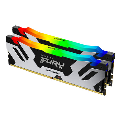 Kingston Fury Renegade Schwarz RGB XMP 64GB (6000MT/s DDR5 CL32 DIMM Desktop Gaming Speicher (Kit mit 2 ) - KF560C32RSAK2-64 Schwarz 64GB Kit mit 2 6000MT/s 16Gbit