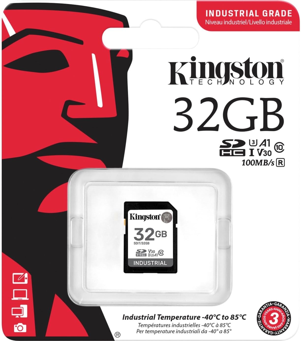 SD Card 32GB Kingston SDHC Industrial -40C to 85C