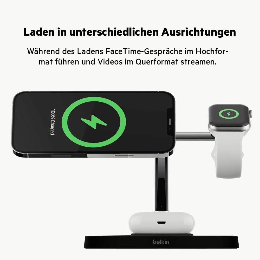 Belkin Drahtloses 3-in-1-Ladegerat mit MagSafe 15W