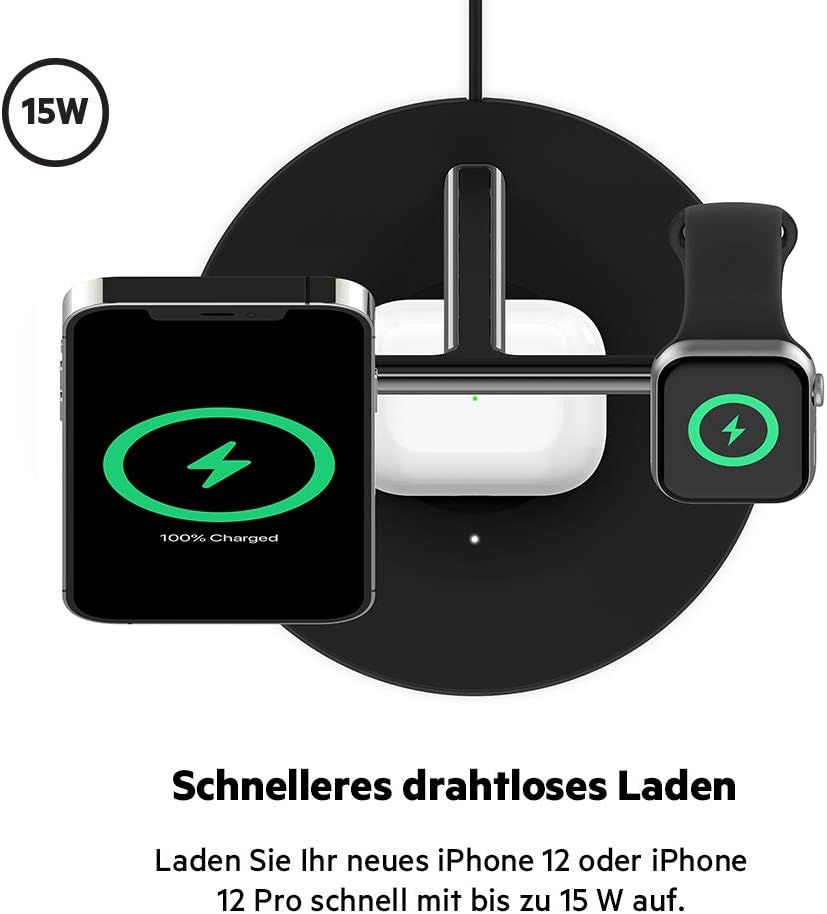 Belkin Drahtloses 3-in-1-Ladegerat mit MagSafe 15W