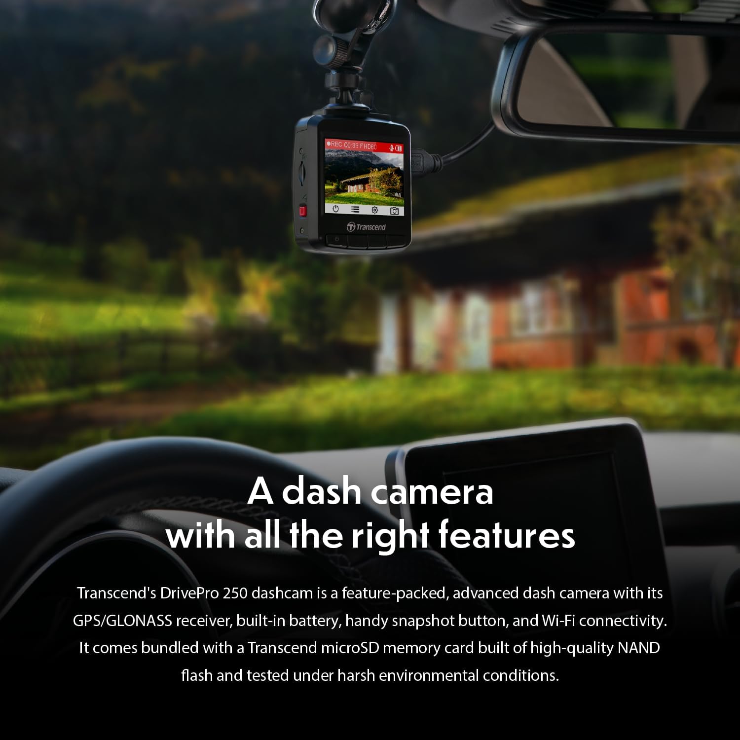 Transcend Dashcam - DrivePro 250-64GB (Saugnapfhalterung
