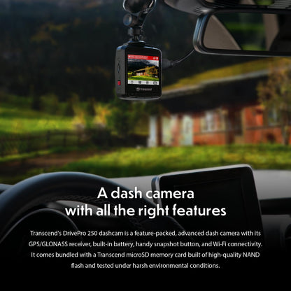 Transcend Dashcam - DrivePro 250-64GB (Saugnapfhalterung