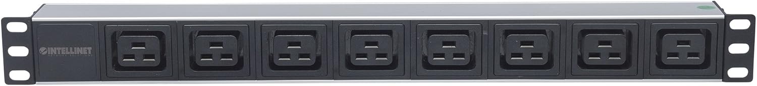 Intellinet 163613 19" 1U Rackmount 8-Output C19 Power Distribution Unit (PDU), With Removable Power Cable and Rear C20 Input