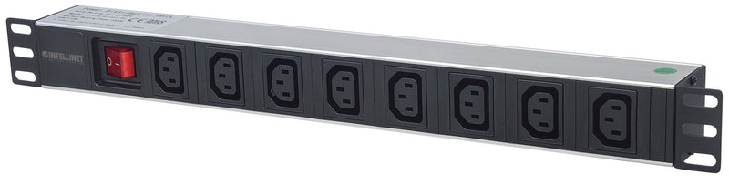 Intellinet 163620 19" 1U Rackmount 8-Output C13 Power Distribution Unit (PDU), With Removable Power Cable and Rear C14 Input 19-inch 8-way C13/C14