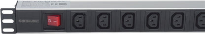 Intellinet 163620 19" 1U Rackmount 8-Output C13 Power Distribution Unit (PDU), With Removable Power Cable and Rear C14 Input 19-inch 8-way C13/C14