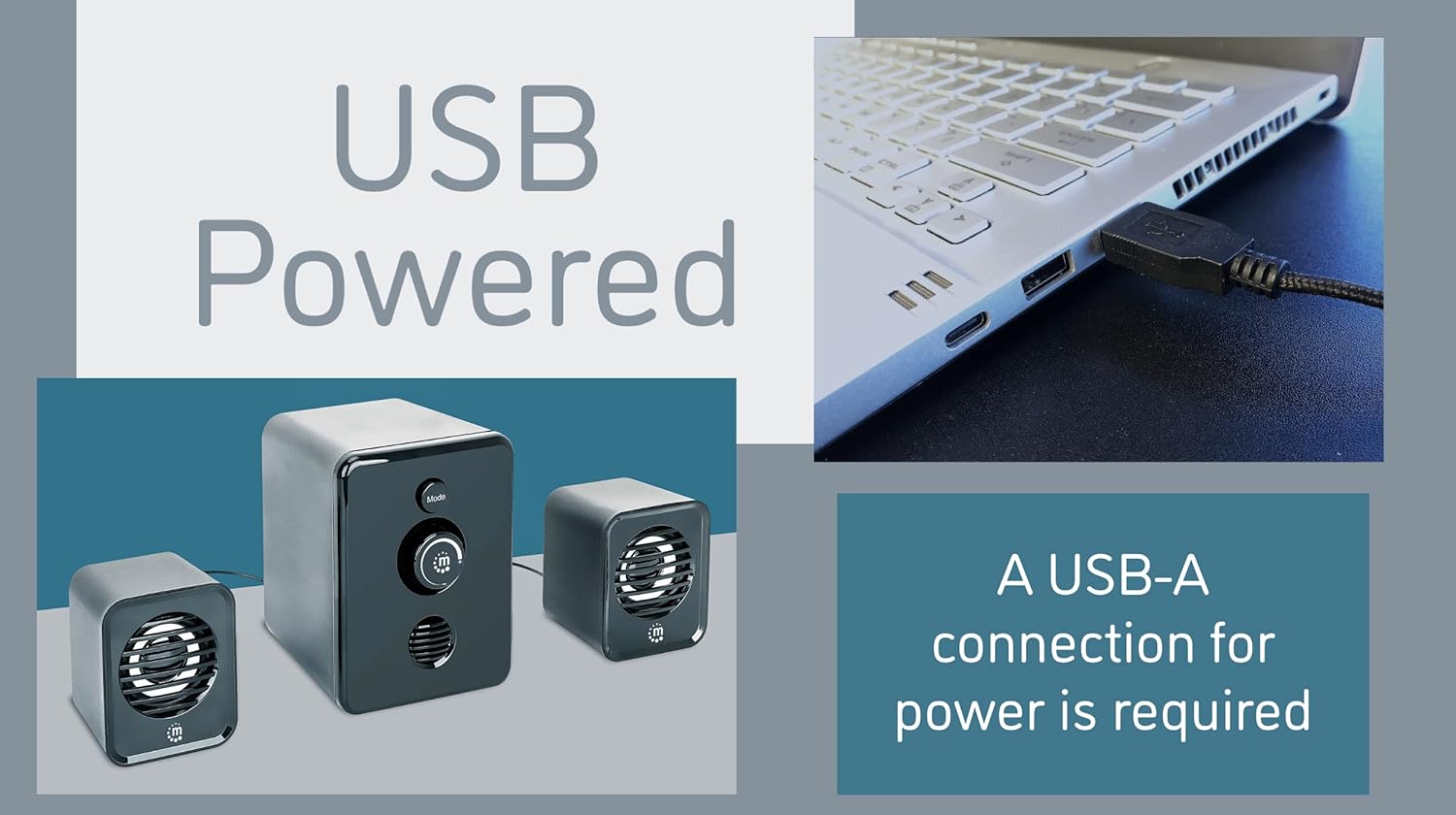 MANHATTAN 2.1 LED Lautsprechersystem USB BT Aux sc