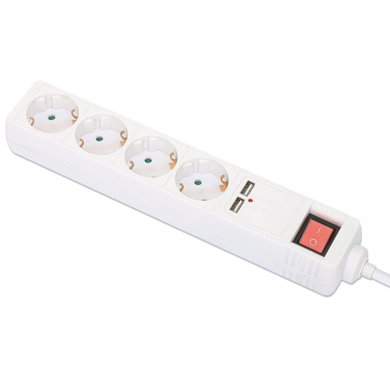 MANHATTAN Steckdosenleiste 4fach mit 2 USB-Port we