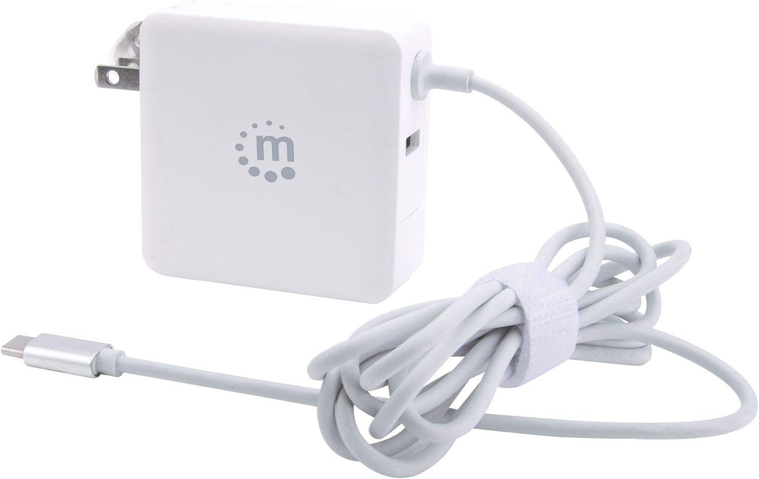 Manhattan 180245 Power Delivery USB-Netzteil mit integriertem USB-C-Kabel 60 W USB-C Power Delivery-Port (PD 3.0) mit bis zu 60 W USB-A Ladeport bis zu 2,4 A weiß 60 Watt Weiß mit integriertem USB C Kabel
