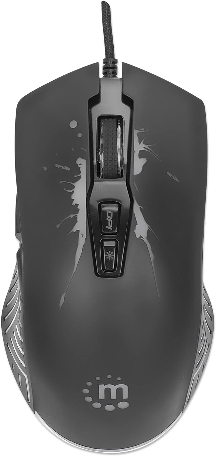 Manhattan Gaming Mouse 7 Buttons 7200dpi LEDs Black