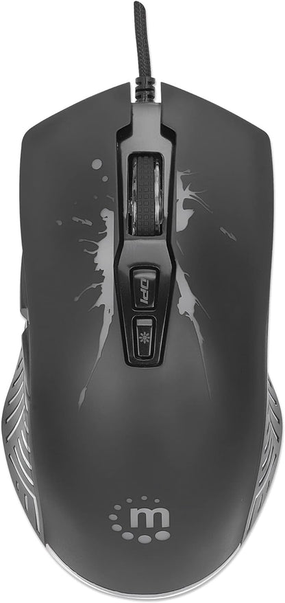 Manhattan Gaming Mouse 7 Buttons 7200dpi LEDs Black