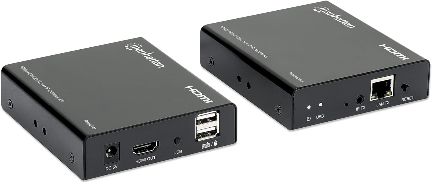 Manhattan 207683 Extender HDMI KVM Over IP 1080p bis zu 120m schwarz