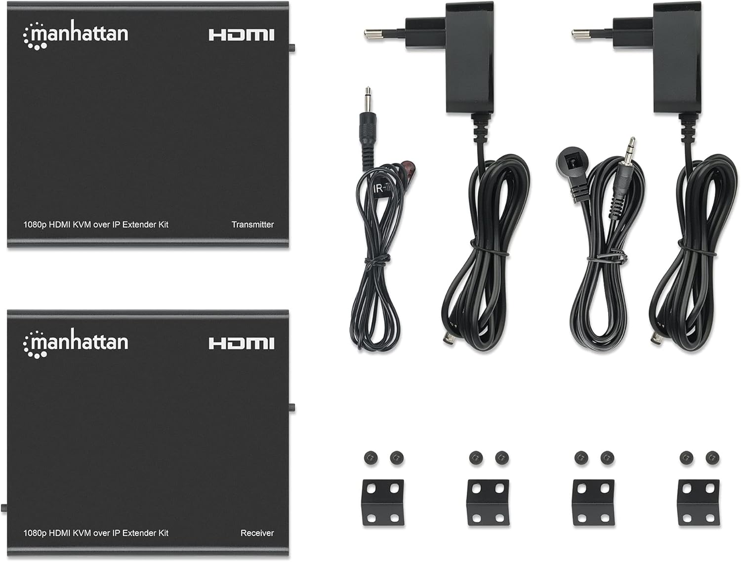 Manhattan 207683 Extender HDMI KVM Over IP 1080p bis zu 120m schwarz