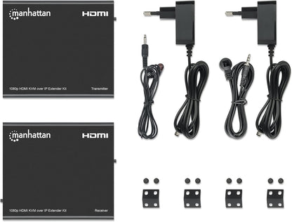 Manhattan 207683 Extender HDMI KVM Over IP 1080p bis zu 120m schwarz