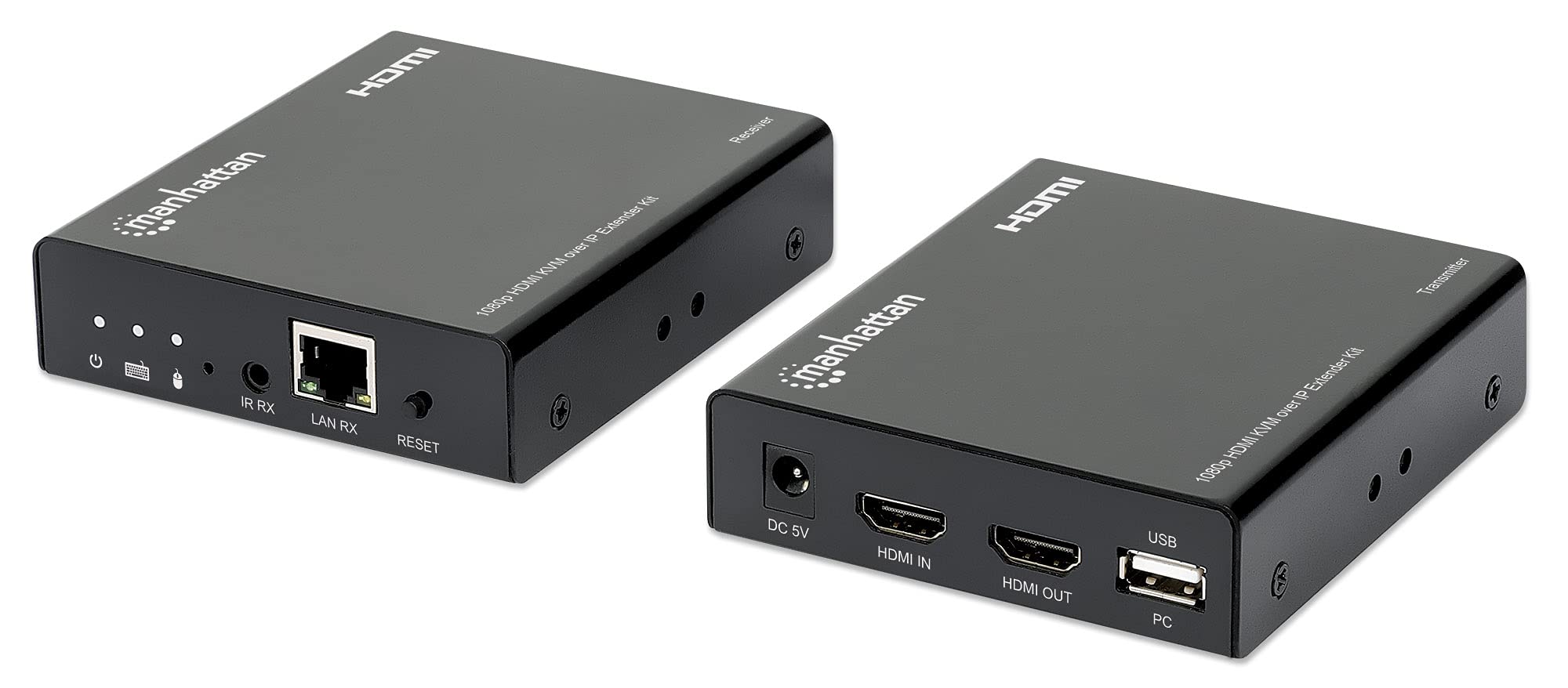 Manhattan 207683 Extender HDMI KVM Over IP 1080p bis zu 120m schwarz