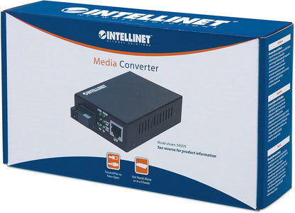 Intellinet 507349 Gigabit Ethernet Single-Mode Media Converter, 10/100/1000Base-T to 1000Base-LX (SC) Single-Mode, 20 km (12.4 mi)
