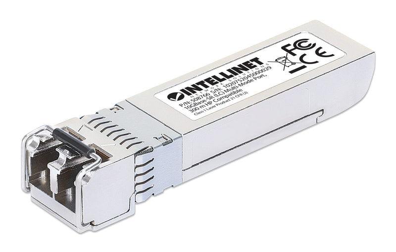 Intellinet Transceiver Module Optical, 10 Gigabit Fiber SFP+, 10GBase-SR (LC) Multi-Mode Port, 300m, Wavelength 850nm, Ethernet, Fibre, HPE Compliant, Equivalent to HPE J9150A / J9150D / JD092A /