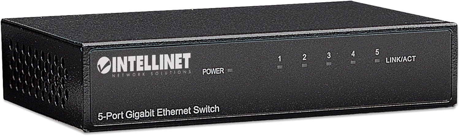 Intellinet 530378 5-Port Gigabit Ethernet Switch, Desktop Size, Metal Housing, IEEE 802.3az (Energy Efficient Ethernet) 5 Port Gigabit Desktop