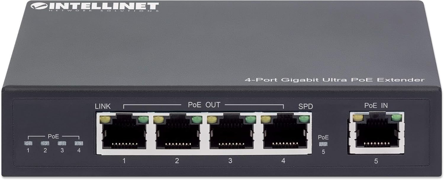 Intellinet Gigabit PoE++ Extender - 90 W Output Poe Budget, Extends PoE up to Another 328 ft., Fanless Quiet Design, Metal Housing - 3 Yr Mfg Warranty - 561617