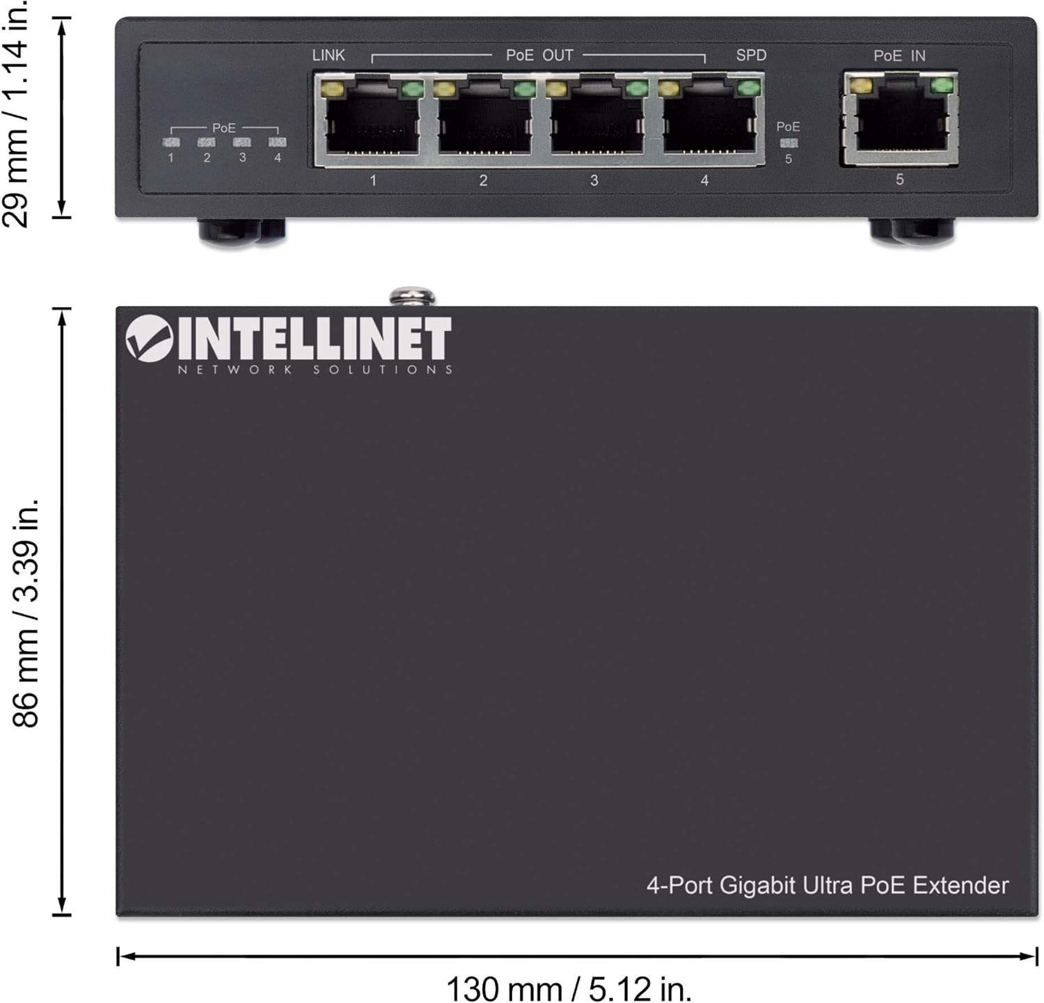 Intellinet Gigabit PoE++ Extender - 90 W Output Poe Budget, Extends PoE up to Another 328 ft., Fanless Quiet Design, Metal Housing - 3 Yr Mfg Warranty - 561617