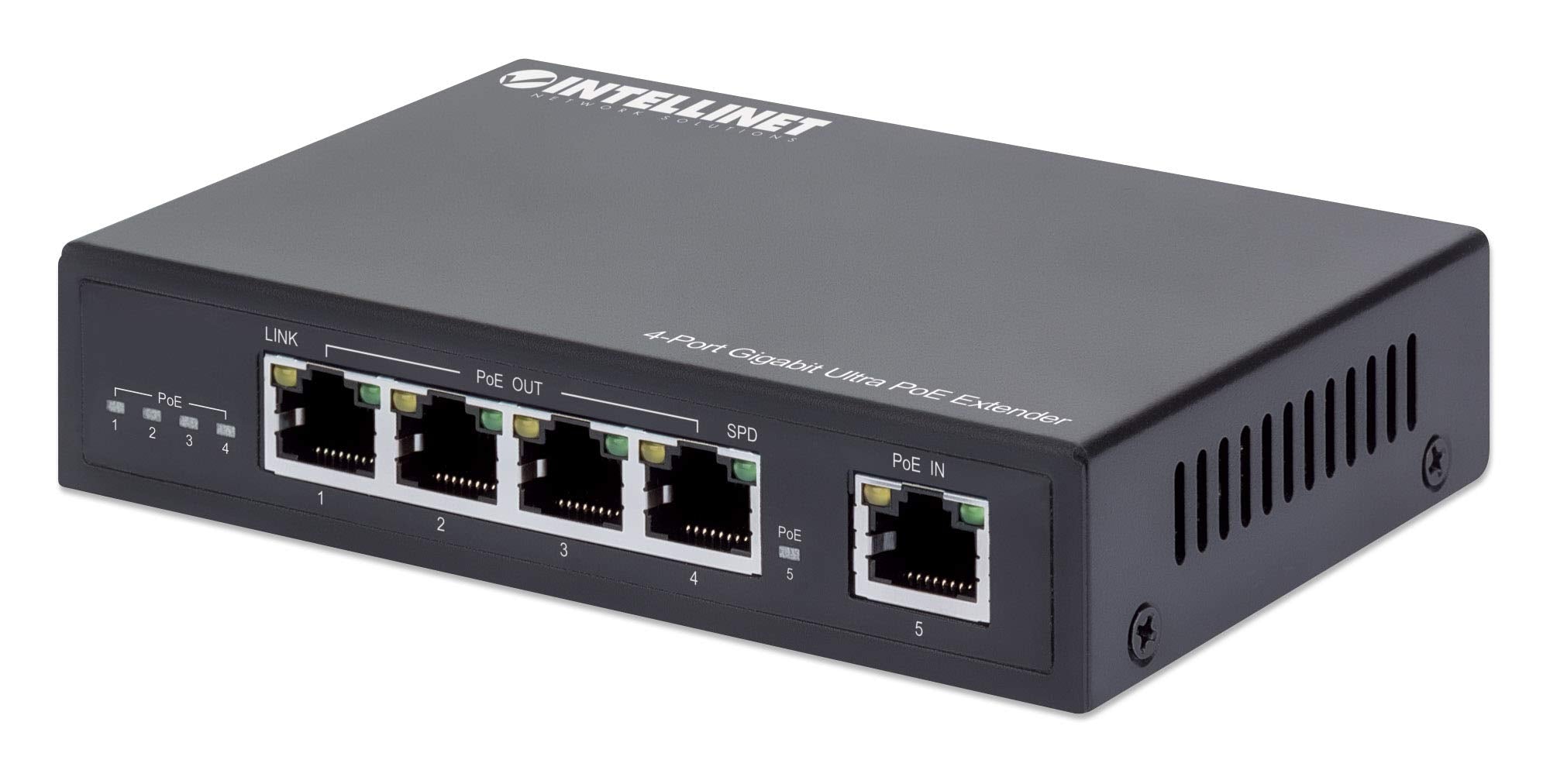 Intellinet Gigabit PoE++ Extender - 90 W Output Poe Budget, Extends PoE up to Another 328 ft., Fanless Quiet Design, Metal Housing - 3 Yr Mfg Warranty - 561617
