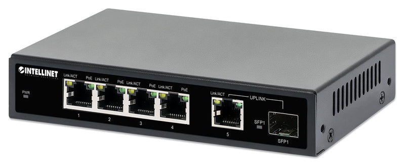 Intellinet 5-Port Gigabit Ethernet PoE+ Switch mit SFP-Port