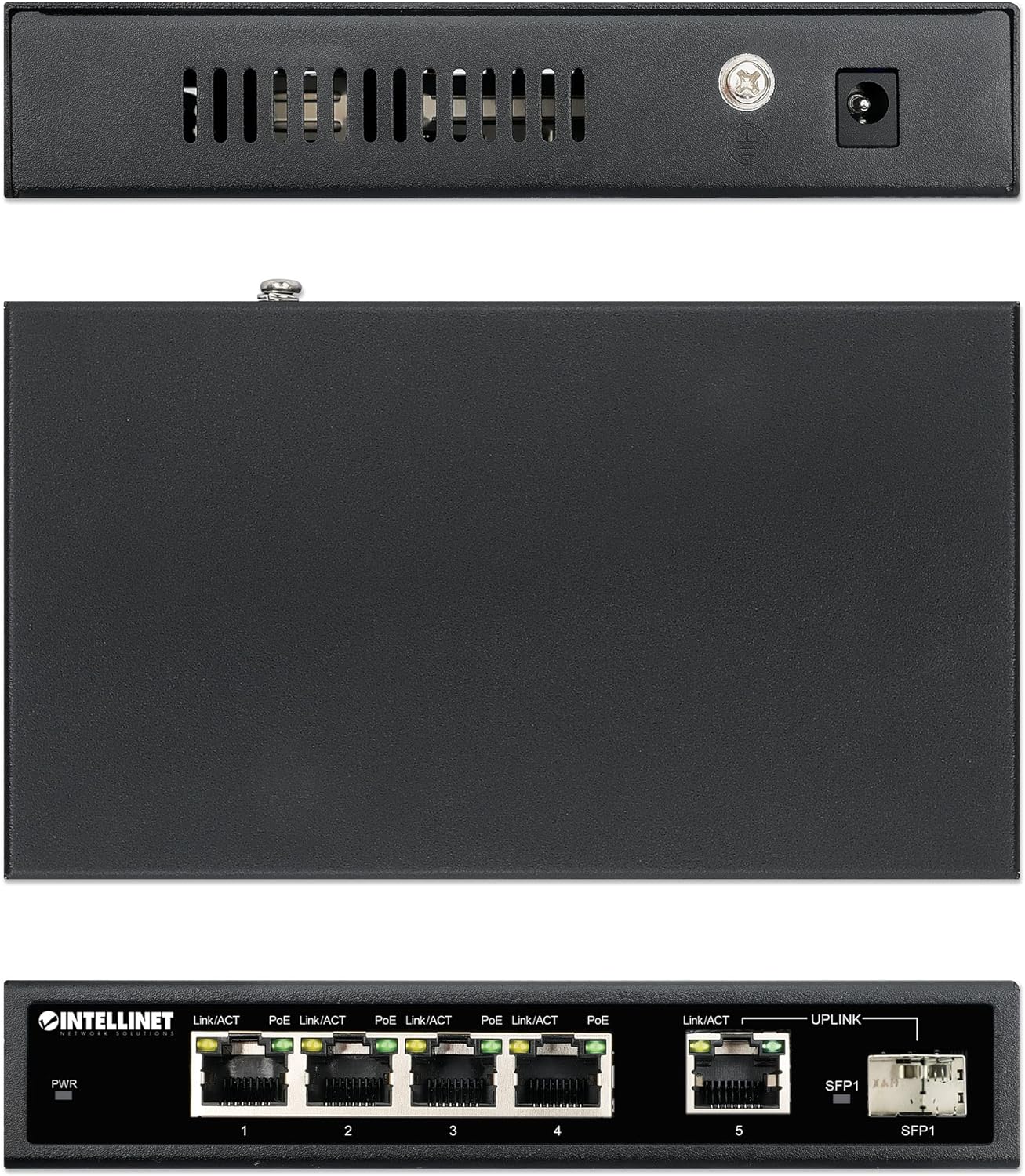 Intellinet 5-Port Gigabit Ethernet PoE+ Switch mit SFP-Port