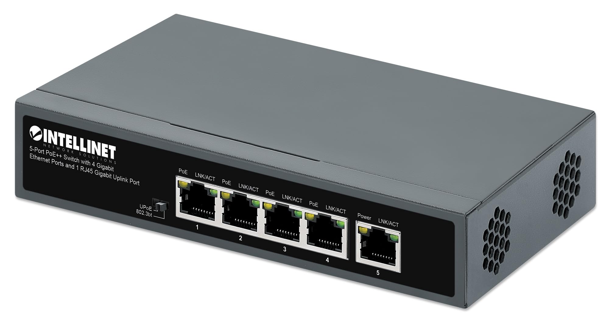 INTELLINET 5-Port PoE++ Switch 4 Gb + 1 RJ45 Gb Uplink-Port