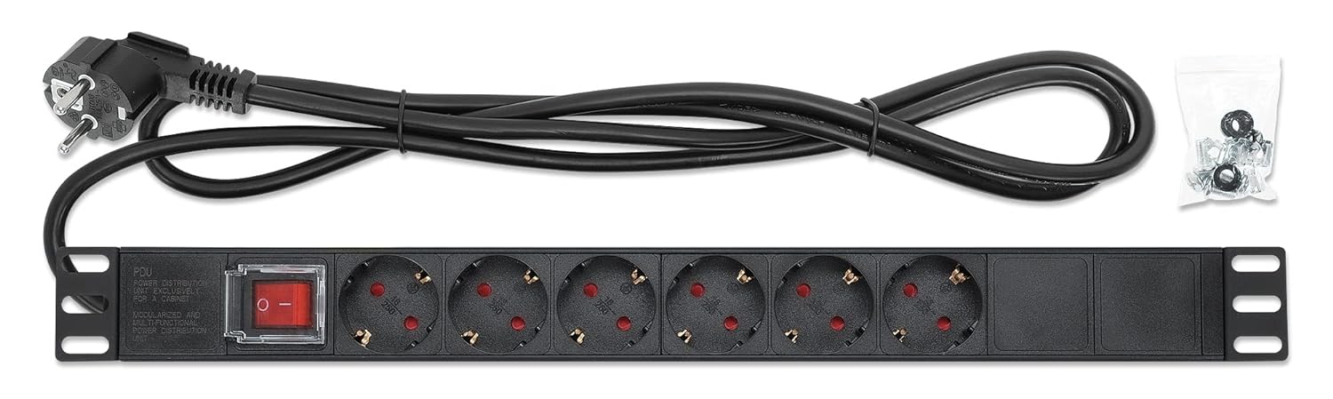 INTELLINET Steckdosenleiste 6fach 2m Kabel 1HE Net