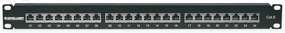Intellinet Patch Panel, Cat6, FTP, 24-Port, 1U, Shielded, 90° Top-Entry Punch-Down Blocks, Black