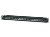 Intellinet Patch Panel, Cat6, FTP, 24-Port, 1U, Shielded, 90° Top-Entry Punch-Down Blocks, Black