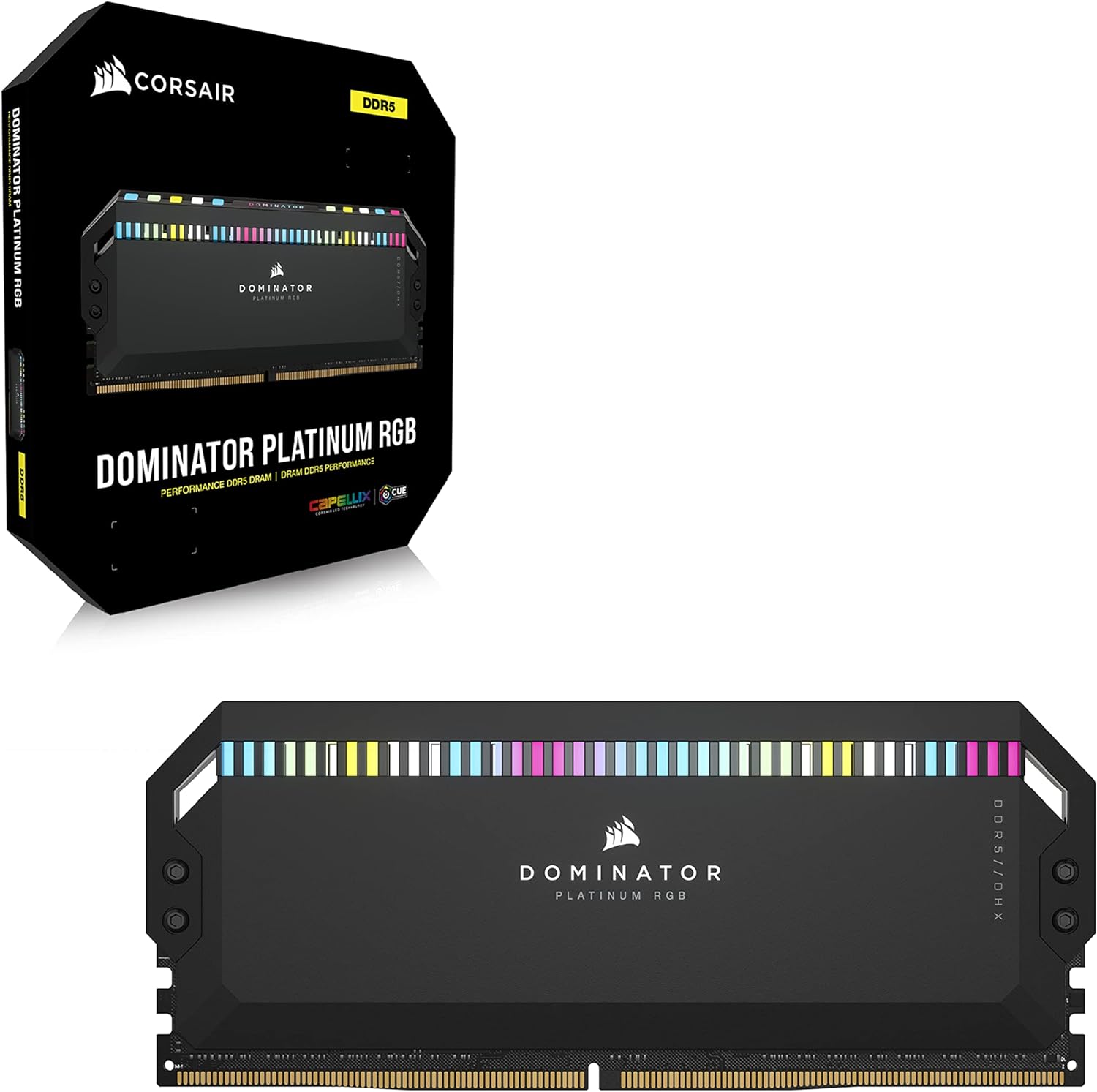 CORSAIR DOMINATOR PLATINUM RGB DDR5 RAM 32GB (2x16GB) 5200MHz CL40 Intel XMP iCUE Compatible Computer Memory - Black (CMT32GX5M2B5200C40) 32GB (2x16GB) Black