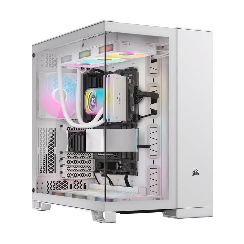 CORSAIR iCUE LINK 6500X RGB Mid-Tower ATX-Doppelkammer-PC-Gehäuse – Panoramic Tempered Glass - Reverse Connection Motherboard Compatible -– 3x CORSAIR RX120 RGB-Lüfter im Lieferumfang Enthalten – Weiß iCUE LINK 6500X RGB Weiß