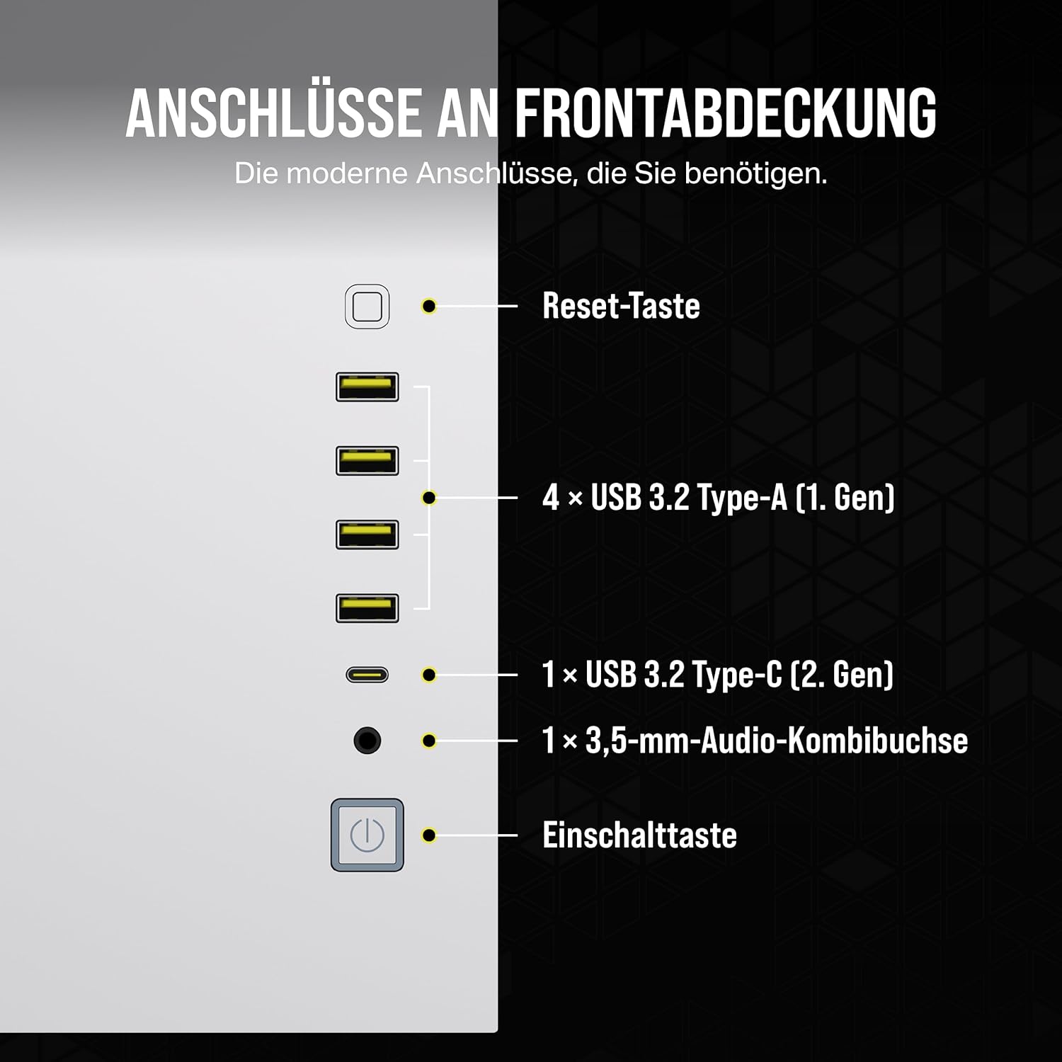 CORSAIR iCUE LINK 6500X RGB Mid-Tower ATX-Doppelkammer-PC-Gehäuse – Panoramic Tempered Glass - Reverse Connection Motherboard Compatible -– 3x CORSAIR RX120 RGB-Lüfter im Lieferumfang Enthalten – Weiß iCUE LINK 6500X RGB Weiß
