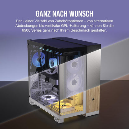 CORSAIR iCUE LINK 6500X RGB Mid-Tower ATX-Doppelkammer-PC-Gehäuse – Panoramic Tempered Glass - Reverse Connection Motherboard Compatible -– 3x CORSAIR RX120 RGB-Lüfter im Lieferumfang Enthalten – Weiß iCUE LINK 6500X RGB Weiß