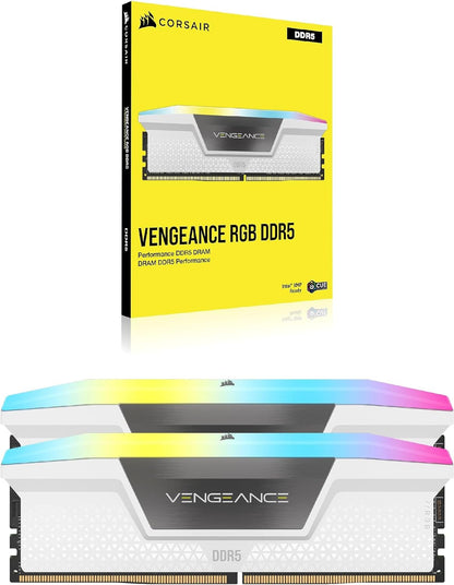 CORSAIR VENGEANCE RGB DDR5 RAM 32GB (2x16GB) 6000MHz CL40 Intel XMP iCUE Compatible Computer Memory - White (CMH32GX5M2B6000C40W) White 32GB (2x16GB)