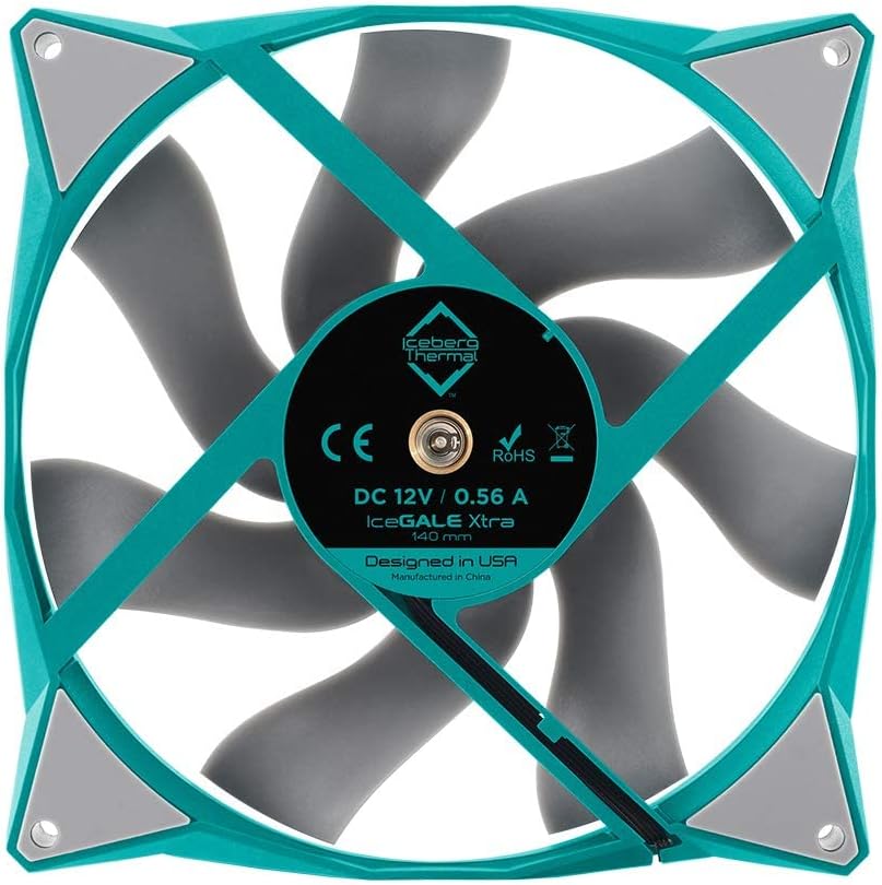 Iceberg Thermal IceGALE Xtra 140 mm PWM Kugellager Hochleistungs-Gehäuselüfter 2er-Pack, Blaugrün 2er Pack Blaugrün
